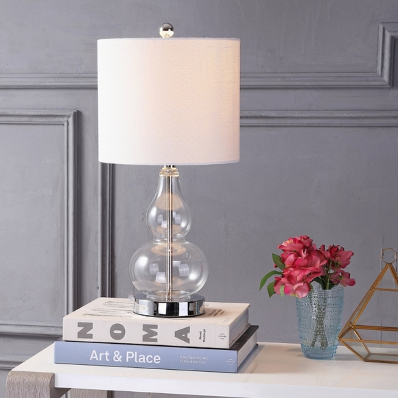 Jonathan Y NWT Anya Double Gourd Glass Table Lamp JYL1028E 20.5"H - Picture 2 of 8